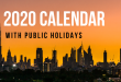2020 Calendar with UAE Public Holidays
