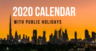 2020 Calendar with UAE Public Holidays