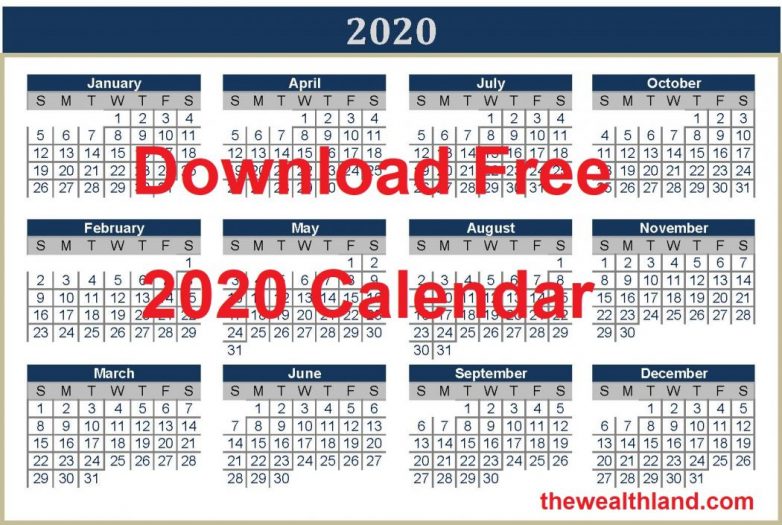 2020 Calendar (any year)1