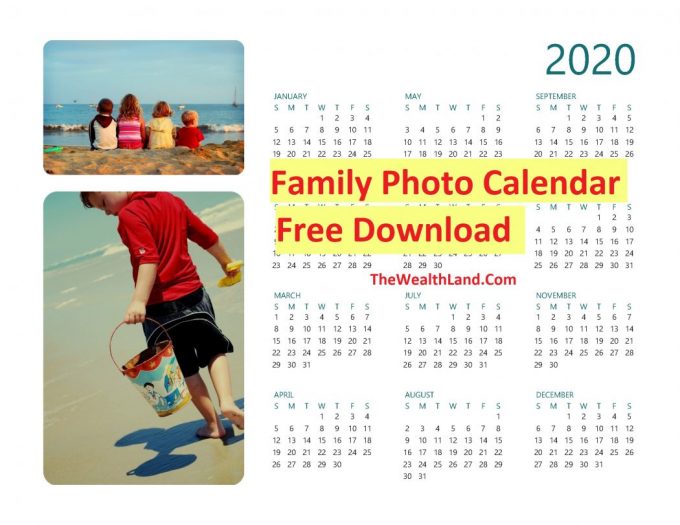 2020 Family photo calendar any year, 1 page