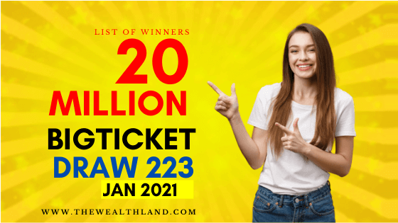 Big Ticket Draw 223 January 2021 List of Winners, 20 Million Live Draw Today