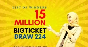 Big ticket next draw 224 Winners List February 2021 15 Million Live Draw Today