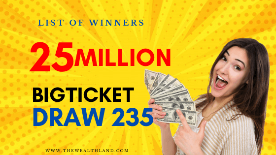 Big Ticket Today Results January 2022 Draw 235 List of Winners